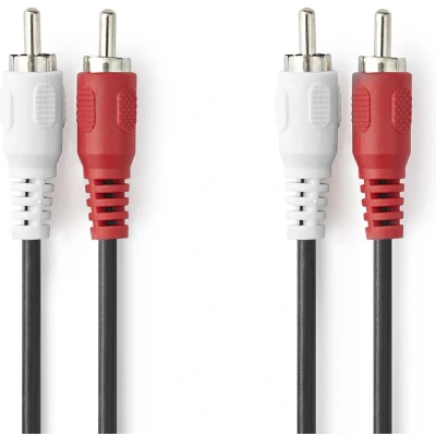Afbeelding van Nedis Cagb24200Bk50 Stereo Audiokabel 2X Rca Male 5,0 M Zwart