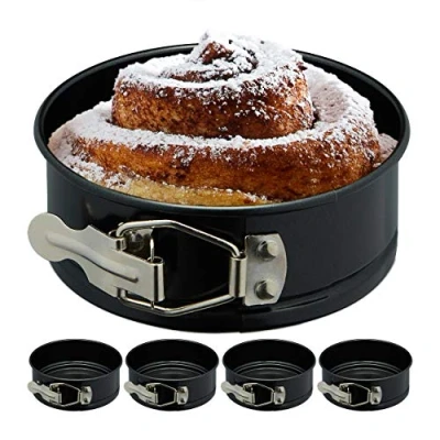 Afbeelding van Relaxdays springvorm 12 cm taartvorm klein bakblik mini bakvorm set van 5 zwart