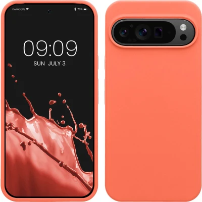 Afbeelding van kwmobile telefoonhoesje geschikt voor Google Pixel 9 Pro XL Hoesje met siliconen coating Smartphone case in levendig koraal
