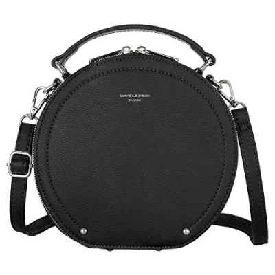 Afbeelding van David Jones Ronde schoudertas voor dames handtas gedragen schouder van hard PU leer tas met handvat, crossbody stad mode Elegant schattig casual, zwart.,