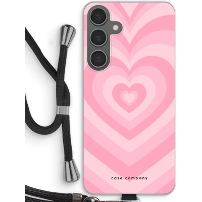 Afbeelding van Case Company® hoesje met Koord geschikt voor Samsung Galaxy S24 Plus Hart Roos Telefoonhoesje Zwart Bescherming aan alle Kanten en Over de Schermrand