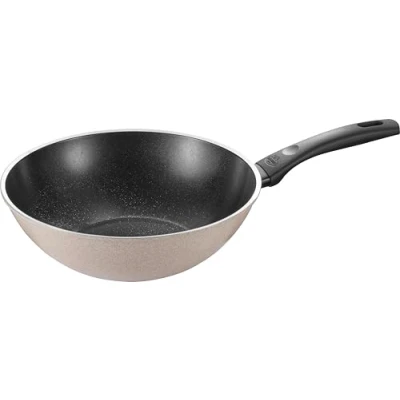Afbeelding van BALLARINI Ledro Aluminium wok, 28 cm, geschikt voor inductie, keramische antiaanbaklaag, Thermopoint, gemaakt in Italië, beige