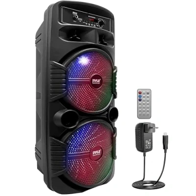 Image de Enceinte Bluetooth Portable Pyle 600 W Noir lumières LED disco multicolores