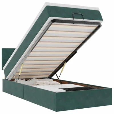Afbeelding van vidaXL Bedframe met matras 90x200cm fluweel donkergroen