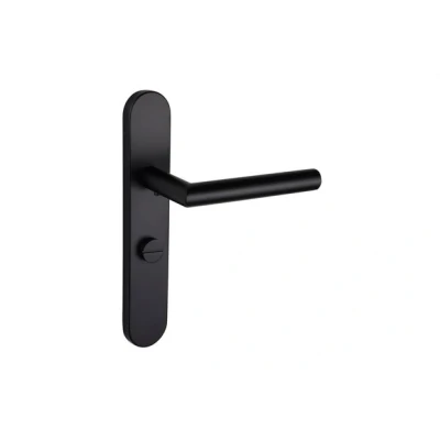 Afbeelding van Lavuzo deurkruk Mantua Zwart met afgerond schild WC63/8 badkamersluiting Per set Deurklink