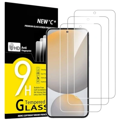 Afbeelding van NEW&#039;C 3 stuks displaybeschermfolie voor Samsung Galaxy S24 FE 5G, van gehard glas, luchtbelvrij, ultrasterk (0,33 mm HD ultra transparant) glas met hardheid 9H