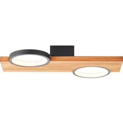 Afbeelding van Brilliant lamp Cheesy LED plafondlamp 40x25cm mat zwart/houtbruin 14 W geïntegreerd
