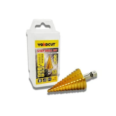 Afbeelding van foret étagé Ø 5 35 mm I 9,5 Tige rapide HSS pour métal, acier inoxydable, métal souple, bois, plastique 13 niveaux de à tôle conique, éplucheur