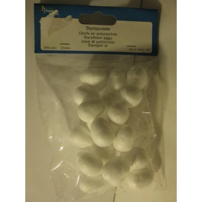 Afbeelding van GLOREX 20 stuks piepschuim eieren x 25 mm wit