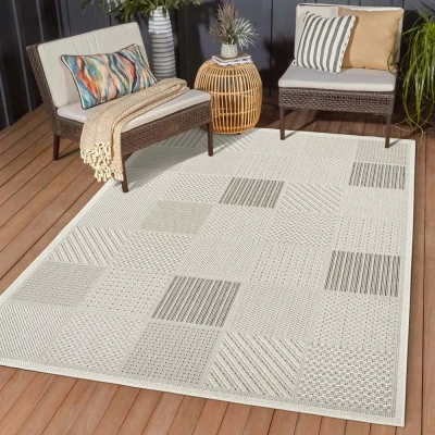 Afbeelding van Buitenkleed Geblokt Lyra Beige/grijs 200x290 Cm