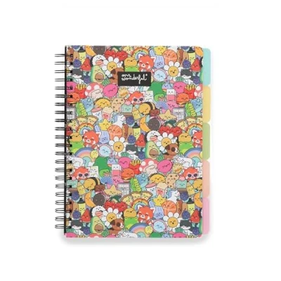 Afbeelding van Mr. Wonderful Cahier A4 avec intercalaires Couverture rigide Reliure spirale Personnages Wonder 160 pages quadrillées