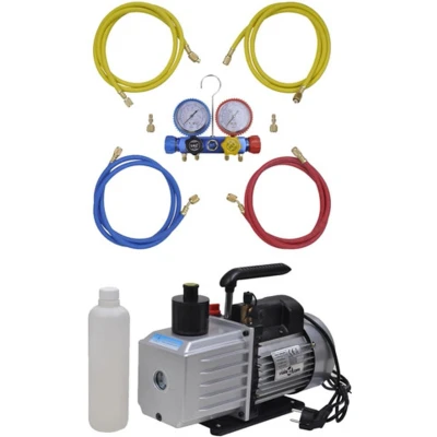 Afbeelding van VidaXL Vacuümpomp 100 L/min met 4 voudige manometerset