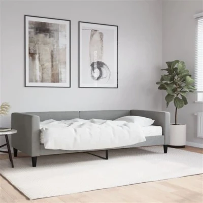 Afbeelding van vidaXL Slaapbank met matras 90x200 cm stof lichtgrijs