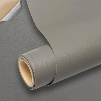 Afbeelding van Lederen patch, zelfklevend, 44 x 200 cm, kunstleer, reparatiepatch voor bank, handtassen, jassen, autostoelen, meubels, grijs