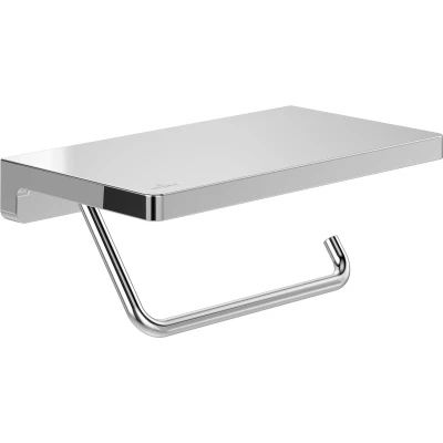 Afbeelding van Villeroy &amp; Boch Elements Striking Toiletpapierhouder met plank, wandmontage, messing, vierkant, verchroomd