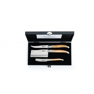 Afbeelding van Laguiole Style de Vie Kaasmessen / Kaasmessenset Luxury Line Eikenhout 3 Stuks