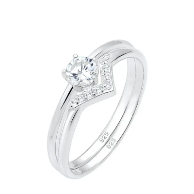 Afbeelding van Elli SOLITÄR Dreieck Zirkonia Ring, Dames, Maat: 58, Silber