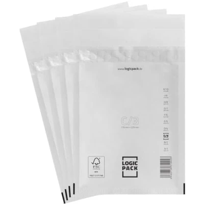 Afbeelding van LOGIC PACK Lot de 50 Enveloppe Bulle enveloppes matelassées C3 170 x 225 mm protection pour expédition, blanches autocollantes, le format DIN A5