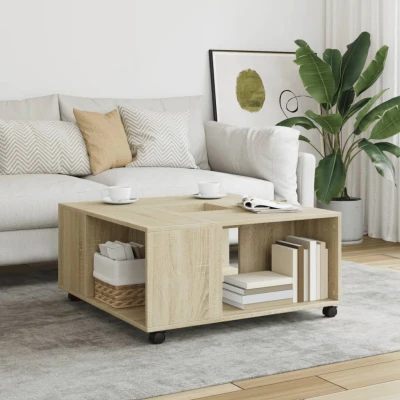 Afbeelding van vidaXL Salontafel 80x80x40 cm bewerkt hout sonoma eikenkleurig