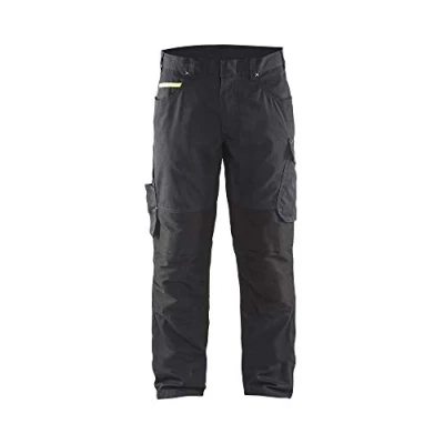 Afbeelding van Blaklader Service werkbroek met stretch zonder spijkerzakken 1495 1330 Zwart/High Vis Geel