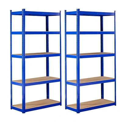 Afbeelding van 2x Stellingkast Stellingkasten Opbergrek 5 Planken 875 kg Draagkracht 90x40x180 cm Metaal/MDF Blauw