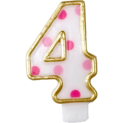 Afbeelding van Kaars 4 gespikkeld roze