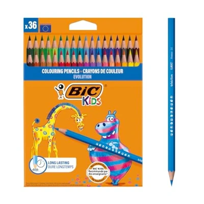 Afbeelding van BIC Kids Ecolution Evolution Houtloze Kleurpotloden Geen splinters Diverse kleuren 36 stuks