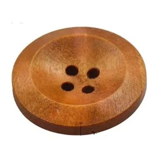 Afbeelding van 15 stuks 25 mm ronde houten knopen donkerbruin 4 gaten om te naaien