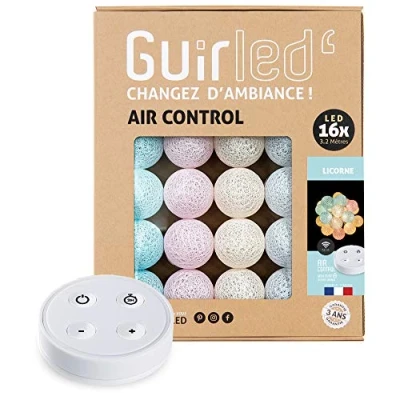 Afbeelding van Guirled Guirlande lumineuse boules coton LED USB Télécommande sans fil Veilleuse bébé 2h Adaptateur secteur double 2A inclus 4 intensités 16 1.6m Licorne
