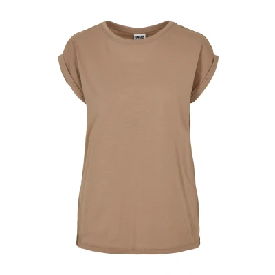 Afbeelding van Urban Classics Curvy Ladies Extended Shoulder TEE Tshirt basic, Dames, Maat: Medium, Softtaupe