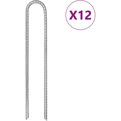 Afbeelding van vidaXL Tentharingen 12 st U vormig Ø7 mm 30 cm gegalvaniseerd staal