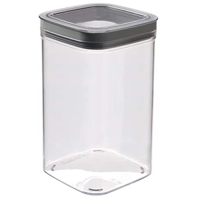 Afbeelding van CURVER Dry Cube 1,8 l, luchtdichte en gebruiksvriendelijke bewaardoos voor de keuken, droge levensmiddelen, 11,8 x 19,7 cm, transparant/grijs