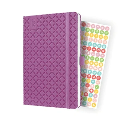 Afbeelding van Sigel agenda 2024 Jolie Flair A5 hardcover 7 dagen / 2 pagina&#039;s pink purple SI J4115