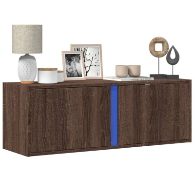 Afbeelding van Tv wandmeubel met LED verlichting 100x31x35 cm bruin eikenkleur