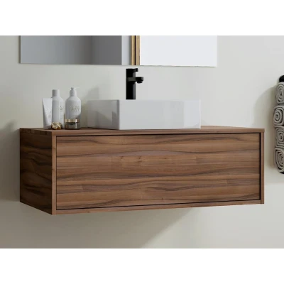 Afbeelding van Hangend badkamermeubel onder wastafel Donker naturelkleurig 94 cm TEANA II L x H 32 D 47