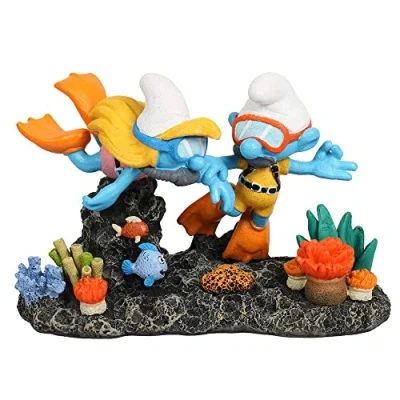 Afbeelding van Smurfs Aquadella Aquariumdecoratie Vissen Smurfen Onder Water Duikers 14,8x7,3x9,6cm Meerkleurig 1st