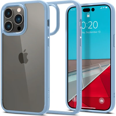 Afbeelding van Apple iPhone 14 Pro Max Hoesje Spigen Ultra Hybrid Serie Hard Kunststof Backcover Transparant / Blauw Geschikt Voor