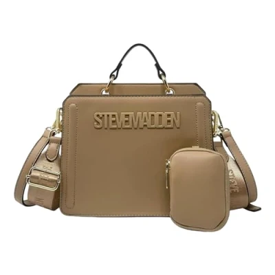 Afbeelding van Steve Madden Bevelyn converteerbare schoudertas voor dames, donkergrijs, Kameel.