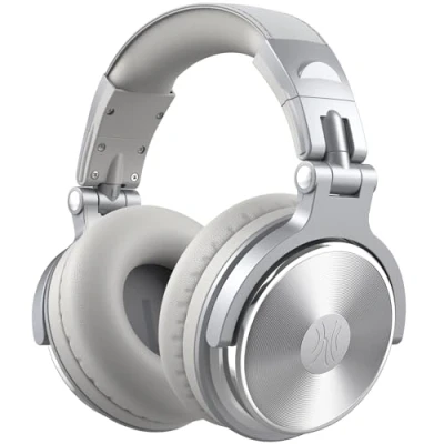 Afbeelding van OneOdio Pro 10 Over ear hoofdtelefoon, bekabeld, met Shareporte microfoon, 3,5 mm en 6,35 jackstekker, hoofdtelefoon voor opname, mixen, studio bewaking, DJ, gitaar, podcast, pc (zilvergrijs)