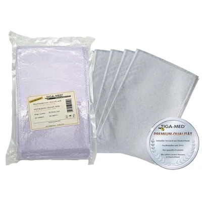 Image de Tiga Med Lot de 100 gants toilette jetables ultra souvent qualité professionnelle Blanc