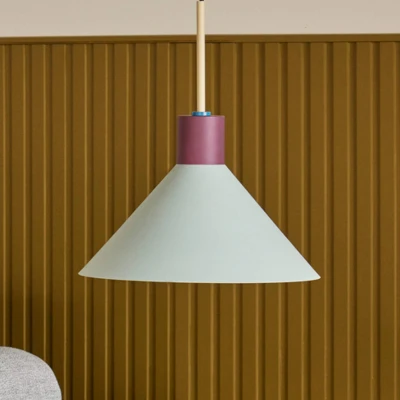 Afbeelding van Hübsch Crayon hanglamp, lichtblauw/wijnrood, ijzer, E27