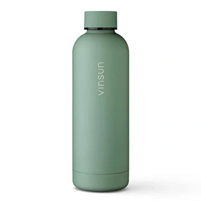 Afbeelding van Vinsun Thermosfles, 500 ml, groen, roestvrijstalen waterfles, waterdicht, BPA vrij, herbruikbaar, thermosfles voor sport, wandelen, fietsen, reizen, school