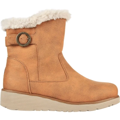 Afbeelding van Skechers KEEP SAKE Snowboots, Dames, Maat: 39, Cognac Veloursleer