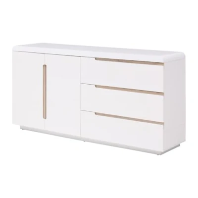 Afbeelding van Vente unique Buffetkast met 2 deurtjes en 3 lades Wit naturel NURINI L 160 cm x H 80 D 39.6