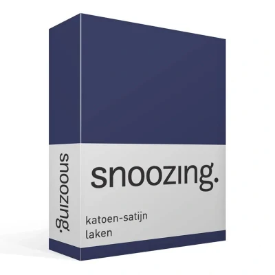 Afbeelding van Snoozing Katoen satijn Laken Tweepersoons 200x260 cm Navy