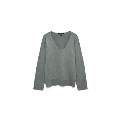 Afbeelding van Vero Moda Vmsilje Vneck Trui, Dames, Maat: XS, Medium grey melange