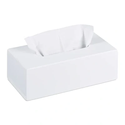 Afbeelding van Relaxdays tissuehouder bamboe wit tissue box zakdoekendoos cosmeticadoekjes hout