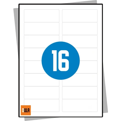 Afbeelding van DULA Etiketten Stickervellen A4 16 stickers per vel 88,9 x 33,8 mm 100