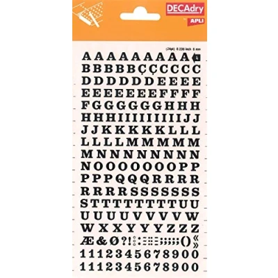Image de Apli DD4F Lettres et chiffres transfert noirs 6 mm 214 caractères