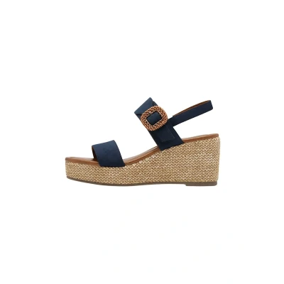 Afbeelding van Marco Tozzi Sandalen met sleehak, Dames, Maat: 40, Navy Textiel